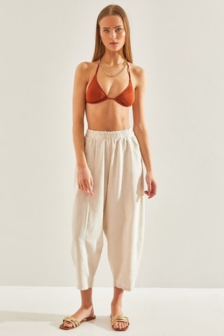 Pantalon 7/8 en lin - Beige