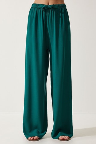 Pantalon palazzo taille haute - Vert émeraude