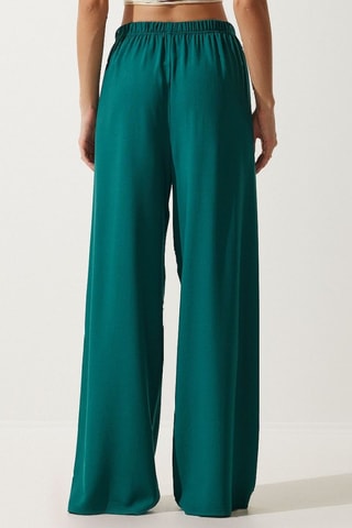 Pantalon palazzo taille haute - Vert émeraude