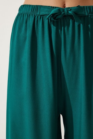 Pantalon palazzo taille haute - Vert émeraude