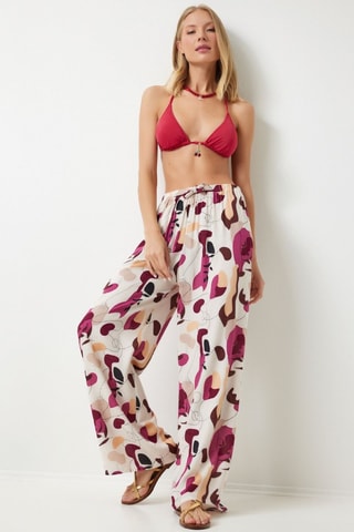 Pantalon palazzo taille haute - Blanc