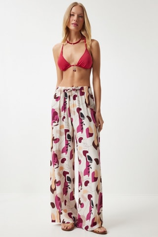 Pantalon palazzo taille haute - Blanc