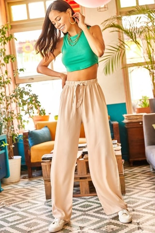Pantalon palazzo - Beige