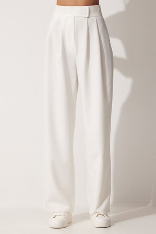Pantalon wide legs taille haute Blanc