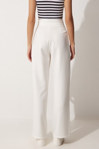 Pantalon wide legs taille haute Blanc