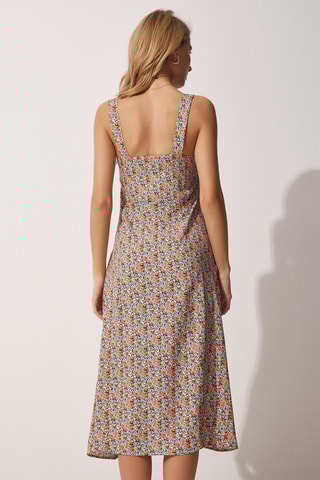 Vestido midi - Vermelho-tijolo e azul-celeste