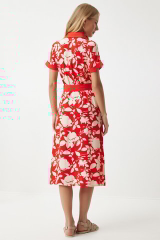 Vestido-camisa - Vermelho e branco