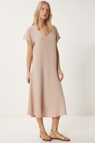 Vestido direito - Bege