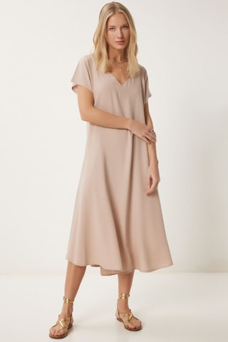 Vestido direito - Bege