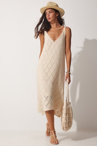 Vestido direito - Bege