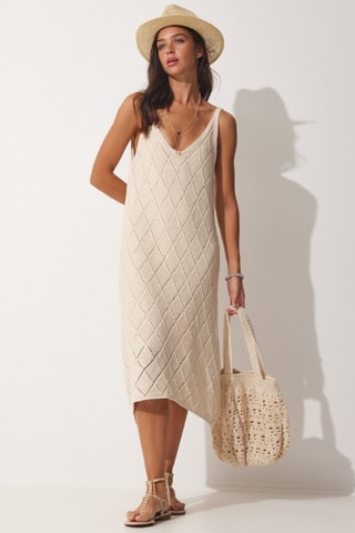 Vestido direito - Bege