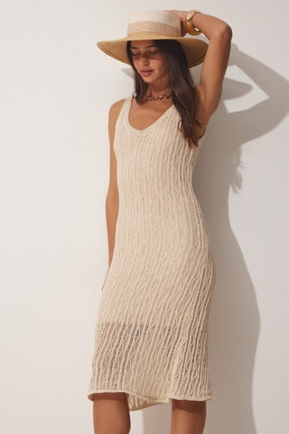 Vestido direito - Bege