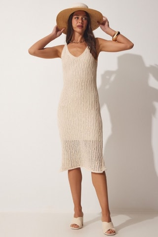 Vestido direito - Bege