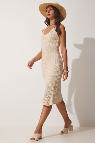 Vestido direito - Bege