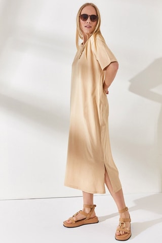 Vestido direito - Bege