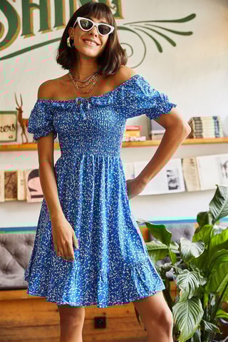 Vestido trapézio - Azul-elétrico