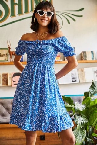 Vestido trapézio - Azul-elétrico