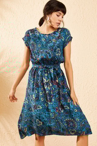 Vestido midi - Azul-petróleo
