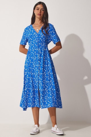 Vestido-camisa - Azul-elétrico