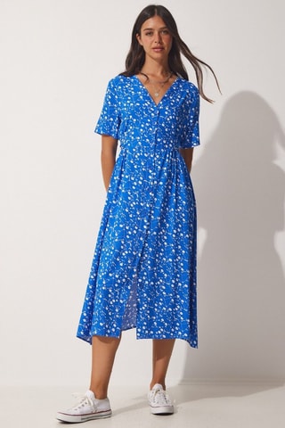 Vestido-camisa - Azul-elétrico