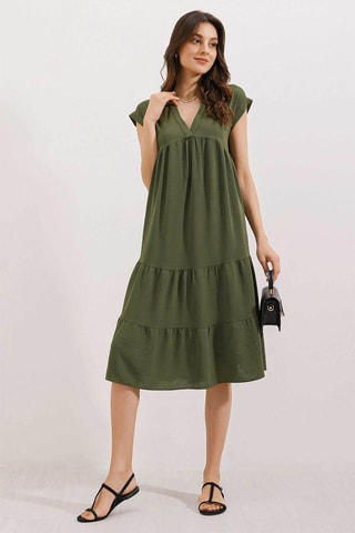 Vestido trapézio - Caqui