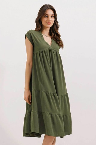 Vestido trapézio - Caqui