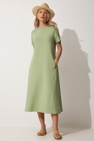 Vestido midi - Verde-claro