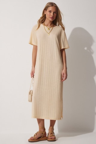 Vestido direito - Bege