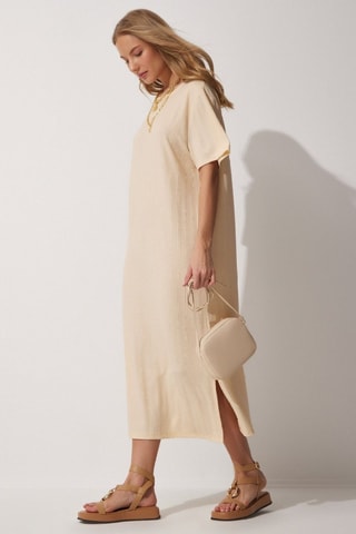 Vestido direito - Bege