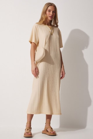 Vestido direito - Bege