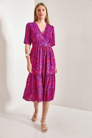 Vestido midi - Vermelho e violeta
