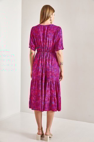 Vestido midi - Vermelho e violeta