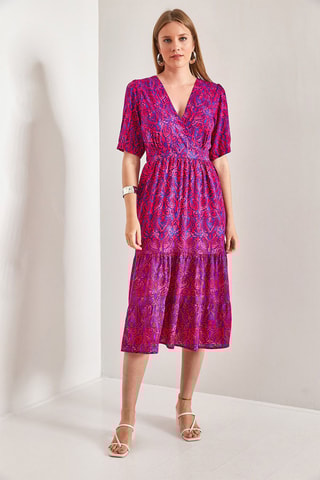 Vestido midi - Vermelho e violeta