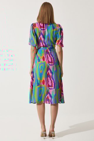 Vestido traçado - Rosa e verde