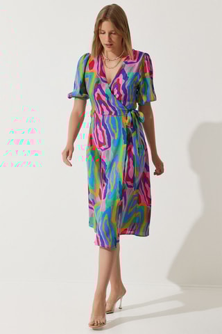 Vestido traçado - Rosa e verde