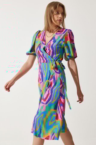 Vestido traçado - Rosa e verde