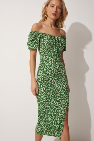 Vestido justo - Verde-escuro