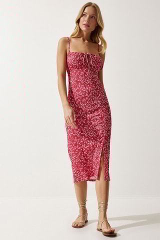 Vestido justo - Rosa e branco