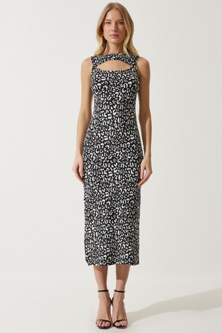 Vestido midi - Preto e branco