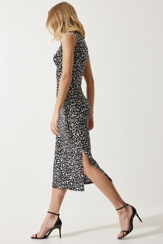Vestido midi - Preto e branco