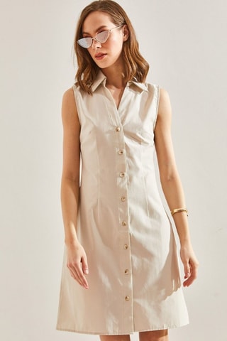 Vestido-camisa - Bege