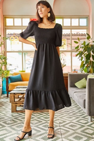 Vestido midi oversize - Preto