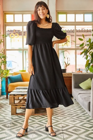 Vestido midi oversize - Preto
