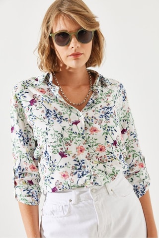 Camisa - Bege e rosa