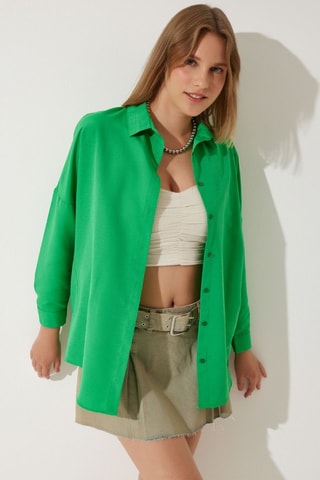 Camisa oversize - Verde-escuro