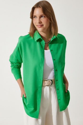 Camisa oversize - Verde-escuro