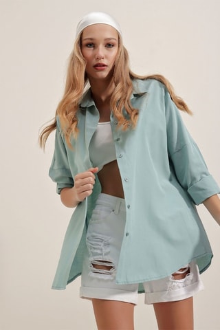 Camisa oversize - Verde-água