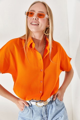 Camisa em linho - Laranja