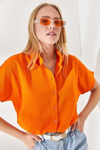 Camisa em linho - Laranja