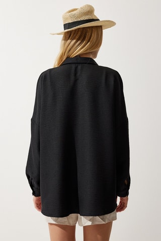 Camisa em linho - 
Preto
